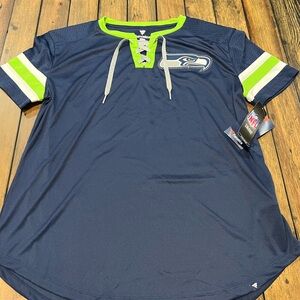 NWT Womens Navy Blue and Green NFL Team Shirt Seattle Seahawks Size Large